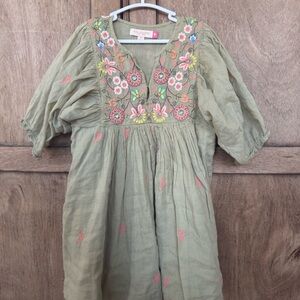 Pink Chicken Olive Floral Embroidered Dress